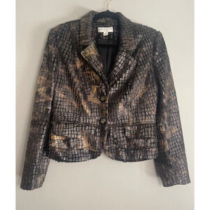 Vintage Faux Fur Scaled Blazer with Pockets Size 8 Alligator Snake Print